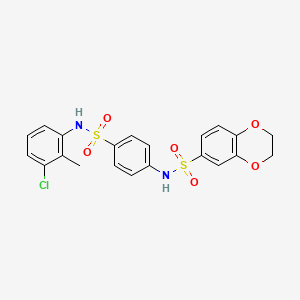 molecular formula C21H19ClN2O6S2 B3551866 N-{4-[(3-chloro-2-methylphenyl)sulfamoyl]phenyl}-2,3-dihydro-1,4-benzodioxine-6-sulfonamide 