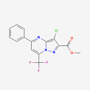 molecular formula C15H9ClF3N3O2 B3554849 methyl 3-chloro-5-phenyl-7-(trifluoromethyl)pyrazolo[1,5-a]pyrimidine-2-carboxylate 