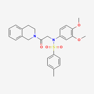 molecular formula C26H28N2O5S B3554939 N-[2-(3,4-dihydro-1H-isoquinolin-2-yl)-2-oxoethyl]-N-(3,4-dimethoxyphenyl)-4-methylbenzenesulfonamide 