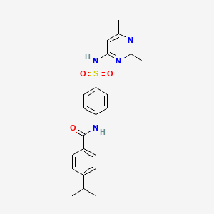 molecular formula C22H24N4O3S B3554978 N-{4-[(2,6-DIMETHYL-4-PYRIMIDINYL)SULFAMOYL]PHENYL}-4-ISOPROPYLBENZAMIDE 