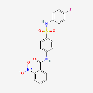 molecular formula C19H14FN3O5S B3555069 N-{4-[(4-fluorophenyl)sulfamoyl]phenyl}-2-nitrobenzamide 