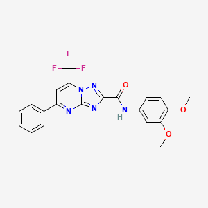 molecular formula C21H16F3N5O3 B3555273 N-(3,4-dimethoxyphenyl)-5-phenyl-7-(trifluoromethyl)-[1,2,4]triazolo[1,5-a]pyrimidine-2-carboxamide 