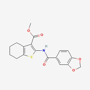molecular formula C18H17NO5S B3555610 methyl 2-(benzo[d][1,3]dioxole-5-carboxamido)-4,5,6,7-tetrahydrobenzo[b]thiophene-3-carboxylate 