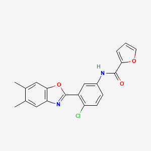 molecular formula C20H15ClN2O3 B3555628 N-[4-chloro-3-(5,6-dimethyl-1,3-benzoxazol-2-yl)phenyl]furan-2-carboxamide 