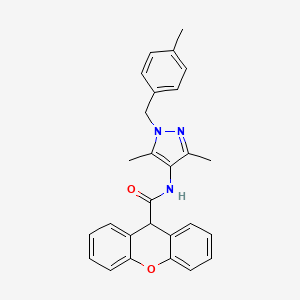 molecular formula C27H25N3O2 B3555650 N-{3,5-DIMETHYL-1-[(4-METHYLPHENYL)METHYL]-1H-PYRAZOL-4-YL}-9H-XANTHENE-9-CARBOXAMIDE 