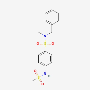 molecular formula C15H18N2O4S2 B3555672 N-BENZYL-4-METHANESULFONAMIDO-N-METHYLBENZENE-1-SULFONAMIDE 