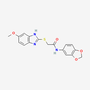molecular formula C17H15N3O4S B3555837 N-(1,3-benzodioxol-5-yl)-2-[(5-methoxy-1H-benzimidazol-2-yl)sulfanyl]acetamide 