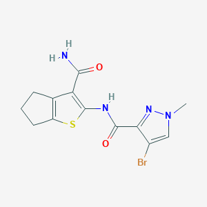molecular formula C13H13BrN4O2S B3555910 N-[3-(AMINOCARBONYL)-5,6-DIHYDRO-4H-CYCLOPENTA[B]THIOPHEN-2-YL]-4-BROMO-1-METHYL-1H-PYRAZOLE-3-CARBOXAMIDE 