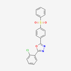 molecular formula C20H13ClN2O3S B3556130 2-[4-(benzenesulfonyl)phenyl]-5-(2-chlorophenyl)-1,3,4-oxadiazole 