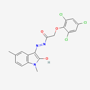 molecular formula C18H14Cl3N3O3 B3556172 N'-[(3Z)-1,5-DIMETHYL-2-OXO-2,3-DIHYDRO-1H-INDOL-3-YLIDENE]-2-(2,4,6-TRICHLOROPHENOXY)ACETOHYDRAZIDE 