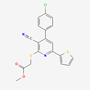 molecular formula C19H13ClN2O2S2 B3556183 METHYL 2-{[4-(4-CHLOROPHENYL)-3-CYANO-6-(THIOPHEN-2-YL)PYRIDIN-2-YL]SULFANYL}ACETATE 