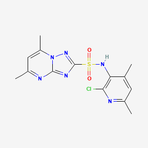 molecular formula C14H15ClN6O2S B3556200 N-(2-chloro-4,6-dimethylpyridin-3-yl)-5,7-dimethyl-[1,2,4]triazolo[1,5-a]pyrimidine-2-sulfonamide 