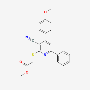 molecular formula C23H18N2O3S B3556210 ETHENYL 2-{[3-CYANO-4-(4-METHOXYPHENYL)-6-PHENYLPYRIDIN-2-YL]SULFANYL}ACETATE 