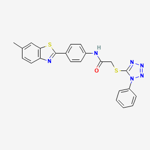 molecular formula C23H18N6OS2 B3556276 N~1~-[4-(6-METHYL-1,3-BENZOTHIAZOL-2-YL)PHENYL]-2-[(1-PHENYL-1H-1,2,3,4-TETRAAZOL-5-YL)SULFANYL]ACETAMIDE 
