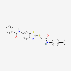molecular formula C25H23N3O2S2 B3556281 N-{2-[({[4-(PROPAN-2-YL)PHENYL]CARBAMOYL}METHYL)SULFANYL]-1,3-BENZOTHIAZOL-6-YL}BENZAMIDE 