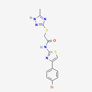 molecular formula C14H12BrN5OS2 B3556288 N-[4-(4-bromophenyl)-1,3-thiazol-2-yl]-2-[(5-methyl-4H-1,2,4-triazol-3-yl)sulfanyl]acetamide 