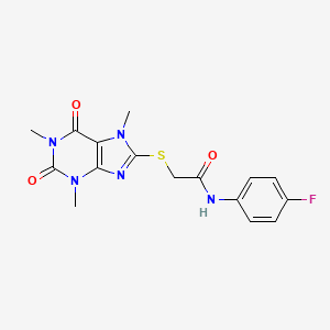 molecular formula C16H16FN5O3S B3556302 N-(4-fluorophenyl)-2-[(1,3,7-trimethyl-2,6-dioxo-2,3,6,7-tetrahydro-1H-purin-8-yl)sulfanyl]acetamide 