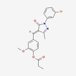molecular formula C21H19BrN2O4 B3556347 [4-[(E)-[1-(3-bromophenyl)-3-methyl-5-oxopyrazol-4-ylidene]methyl]-2-methoxyphenyl] propanoate 