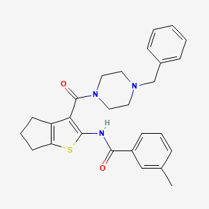 molecular formula C27H29N3O2S B3556355 N-[3-(4-BENZYLPIPERAZINE-1-CARBONYL)-4H,5H,6H-CYCLOPENTA[B]THIOPHEN-2-YL]-3-METHYLBENZAMIDE 