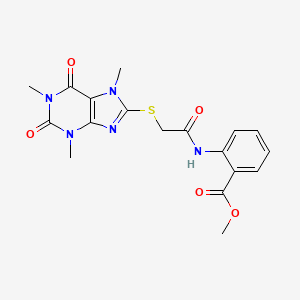 molecular formula C18H19N5O5S B3556387 METHYL 2-({2-[(1,3,7-TRIMETHYL-2,6-DIOXO-2,3,6,7-TETRAHYDRO-1H-PURIN-8-YL)SULFANYL]ACETYL}AMINO)BENZOATE 