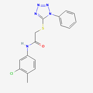 molecular formula C16H14ClN5OS B3556416 N-(3-CHLORO-4-METHYLPHENYL)-2-[(1-PHENYL-1H-1,2,3,4-TETRAZOL-5-YL)SULFANYL]ACETAMIDE 