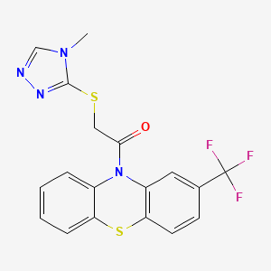 molecular formula C18H13F3N4OS2 B3556433 2-[(4-methyl-4H-1,2,4-triazol-3-yl)sulfanyl]-1-[2-(trifluoromethyl)-10H-phenothiazin-10-yl]ethanone 