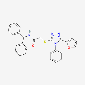 molecular formula C27H22N4O2S B3556638 N-BENZHYDRYL-2-{[5-(2-FURYL)-4-PHENYL-4H-1,2,4-TRIAZOL-3-YL]SULFANYL}ACETAMIDE 