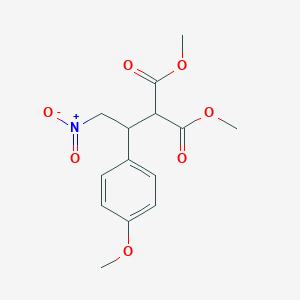 molecular formula C14H17NO7 B035568 Methyl 2-methoxycarbonyl-3-(4-methoxyphenyl)-4-nitrobutanoate CAS No. 100719-44-6