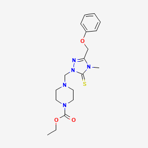 molecular formula C18H25N5O3S B3556861 ethyl 4-{[4-methyl-3-(phenoxymethyl)-5-thioxo-4,5-dihydro-1H-1,2,4-triazol-1-yl]methyl}piperazine-1-carboxylate 