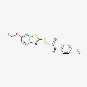 molecular formula C19H20N2O2S2 B3556924 2-[(6-ethoxy-1,3-benzothiazol-2-yl)sulfanyl]-N-(4-ethylphenyl)acetamide 