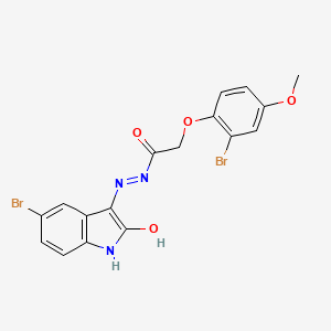 molecular formula C17H13Br2N3O4 B3556941 N'-[(3E)-5-BROMO-2-OXO-2,3-DIHYDRO-1H-INDOL-3-YLIDENE]-2-(2-BROMO-4-METHOXYPHENOXY)ACETOHYDRAZIDE 