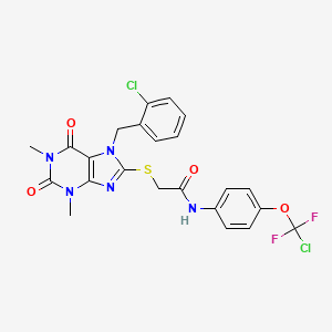 molecular formula C23H19Cl2F2N5O4S B3557130 N-[4-(CHLORODIFLUOROMETHOXY)PHENYL]-2-({7-[(2-CHLOROPHENYL)METHYL]-1,3-DIMETHYL-2,6-DIOXO-2,3,6,7-TETRAHYDRO-1H-PURIN-8-YL}SULFANYL)ACETAMIDE 