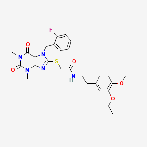 molecular formula C28H32FN5O5S B3557144 N-[2-(3,4-DIETHOXYPHENYL)ETHYL]-2-({7-[(2-FLUOROPHENYL)METHYL]-1,3-DIMETHYL-2,6-DIOXO-2,3,6,7-TETRAHYDRO-1H-PURIN-8-YL}SULFANYL)ACETAMIDE 