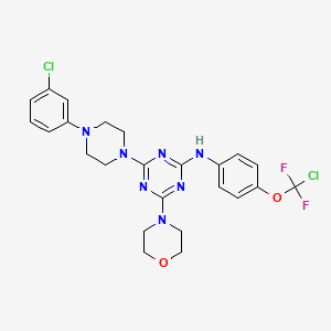 molecular formula C24H25Cl2F2N7O2 B3557216 N-[4-(CHLORODIFLUOROMETHOXY)PHENYL]-4-[4-(3-CHLOROPHENYL)PIPERAZIN-1-YL]-6-(MORPHOLIN-4-YL)-1,3,5-TRIAZIN-2-AMINE 