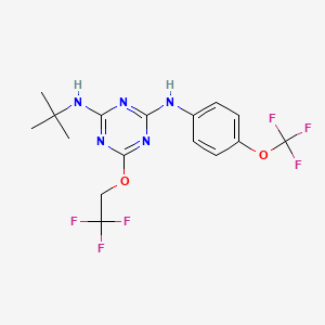 molecular formula C16H17F6N5O2 B3557222 N-tert-butyl-6-(2,2,2-trifluoroethoxy)-N'-[4-(trifluoromethoxy)phenyl]-1,3,5-triazine-2,4-diamine 