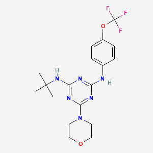 molecular formula C18H23F3N6O2 B3557230 N-tert-butyl-6-(morpholin-4-yl)-N'-[4-(trifluoromethoxy)phenyl]-1,3,5-triazine-2,4-diamine 