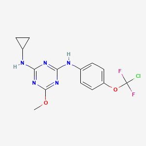 molecular formula C14H14ClF2N5O2 B3557244 N2-[4-(CHLORODIFLUOROMETHOXY)PHENYL]-N4-CYCLOPROPYL-6-METHOXY-1,3,5-TRIAZINE-2,4-DIAMINE 