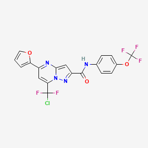 molecular formula C19H10ClF5N4O3 B3557280 7-(CHLORODIFLUOROMETHYL)-5-(FURAN-2-YL)-N-[4-(TRIFLUOROMETHOXY)PHENYL]PYRAZOLO[1,5-A]PYRIMIDINE-2-CARBOXAMIDE 