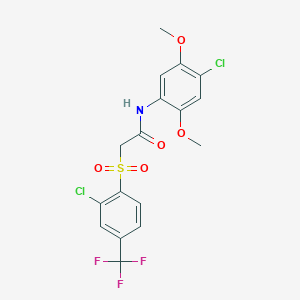 molecular formula C17H14Cl2F3NO5S B3557309 N-(4-CHLORO-2,5-DIMETHOXYPHENYL)-2-[2-CHLORO-4-(TRIFLUOROMETHYL)BENZENESULFONYL]ACETAMIDE 