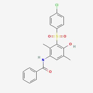 molecular formula C21H18ClNO4S B3557358 N-[3-(4-CHLOROBENZENESULFONYL)-4-HYDROXY-2,5-DIMETHYLPHENYL]BENZAMIDE 