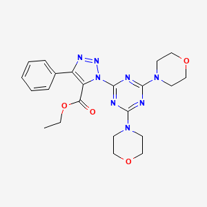 molecular formula C22H26N8O4 B3557467 ETHYL 1-[4,6-BIS(MORPHOLIN-4-YL)-1,3,5-TRIAZIN-2-YL]-4-PHENYL-1H-1,2,3-TRIAZOLE-5-CARBOXYLATE 