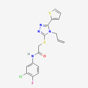 molecular formula C17H14ClFN4OS2 B3557482 N-(3-chloro-4-fluorophenyl)-2-{[4-(prop-2-en-1-yl)-5-(thiophen-2-yl)-4H-1,2,4-triazol-3-yl]sulfanyl}acetamide CAS No. 442668-06-6