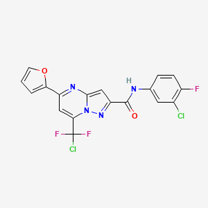 molecular formula C18H9Cl2F3N4O2 B3557493 N-(3-CHLORO-4-FLUOROPHENYL)-7-(CHLORODIFLUOROMETHYL)-5-(FURAN-2-YL)PYRAZOLO[1,5-A]PYRIMIDINE-2-CARBOXAMIDE 