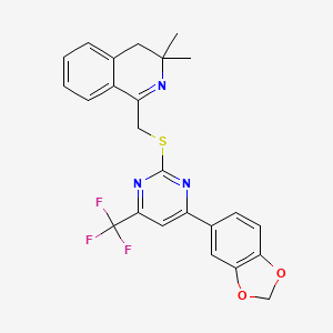 molecular formula C24H20F3N3O2S B3557597 1-({[4-(2H-1,3-BENZODIOXOL-5-YL)-6-(TRIFLUOROMETHYL)PYRIMIDIN-2-YL]SULFANYL}METHYL)-3,3-DIMETHYL-3,4-DIHYDROISOQUINOLINE 