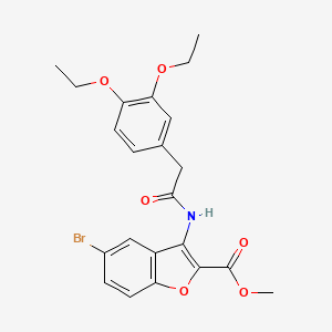 molecular formula C22H22BrNO6 B3557626 METHYL 5-BROMO-3-[2-(3,4-DIETHOXYPHENYL)ACETAMIDO]-1-BENZOFURAN-2-CARBOXYLATE 
