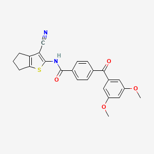 molecular formula C24H20N2O4S B3557661 N-{3-CYANO-4H,5H,6H-CYCLOPENTA[B]THIOPHEN-2-YL}-4-(3,5-DIMETHOXYBENZOYL)BENZAMIDE 