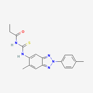 molecular formula C18H19N5OS B3557920 N-{[6-methyl-2-(4-methylphenyl)-2H-benzotriazol-5-yl]carbamothioyl}propanamide 