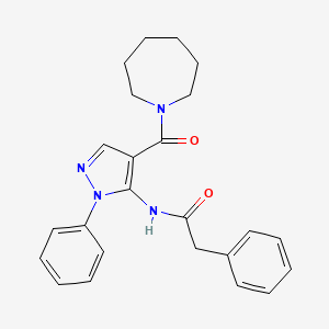 molecular formula C24H26N4O2 B3558032 N-[4-(AZEPANE-1-CARBONYL)-1-PHENYL-1H-PYRAZOL-5-YL]-2-PHENYLACETAMIDE 