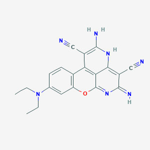 molecular formula C20H17N7O B3558077 15-amino-5-(diethylamino)-11-imino-8-oxa-10,14-diazatetracyclo[7.7.1.02,7.013,17]heptadeca-1(17),2(7),3,5,9,12,15-heptaene-12,16-dicarbonitrile 