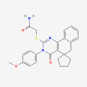 molecular formula C25H25N3O3S B3559289 2-[3-(4-METHOXYPHENYL)-4-OXO-4,6-DIHYDRO-3H-SPIRO[BENZO[H]QUINAZOLINE-5,1'-CYCLOPENTAN]-2-YLSULFANYL]ACETAMIDE 